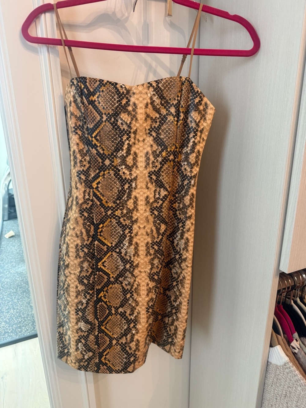 Likely Snake-Print Mini Slip Dress in Brown and Black